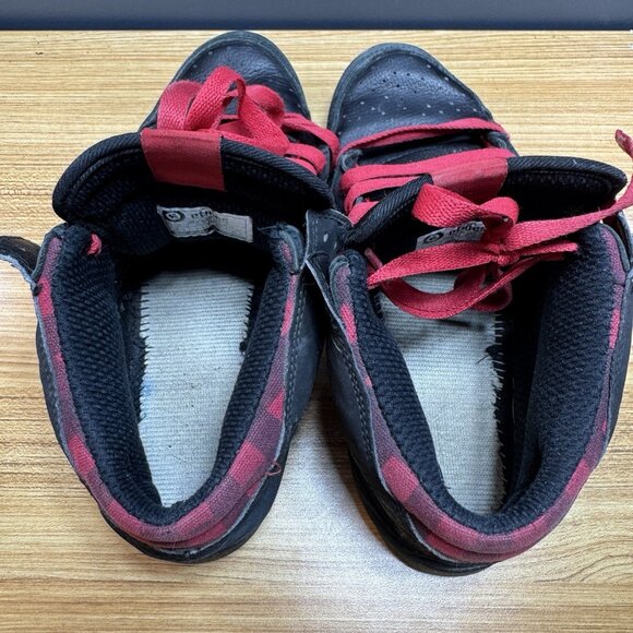 Vintage Etnies Shoes Mens US 10.5 Chunky Skater Y2K Black Red Plaid Trashed Worn - Picture 5 of 7
